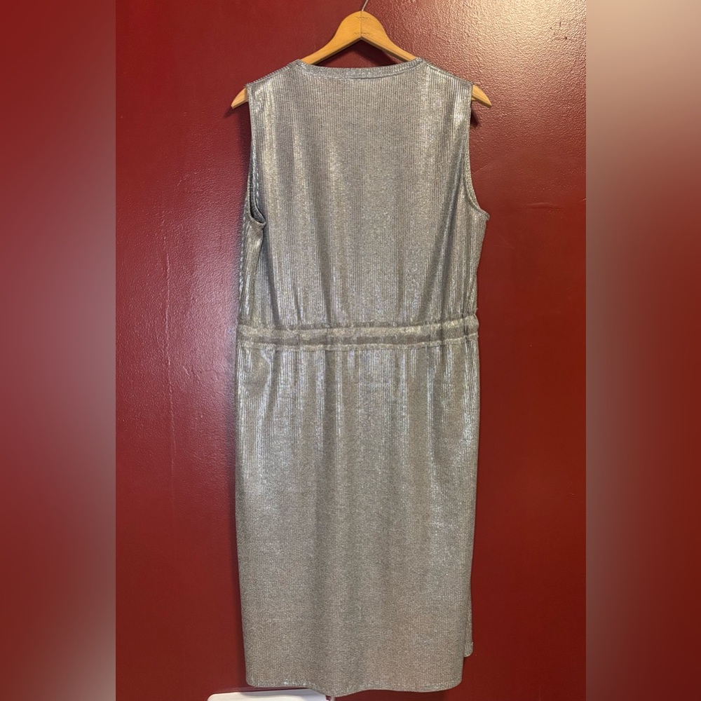 Dolan Shimmering Silver Midi Dress - Picture 4 of 8